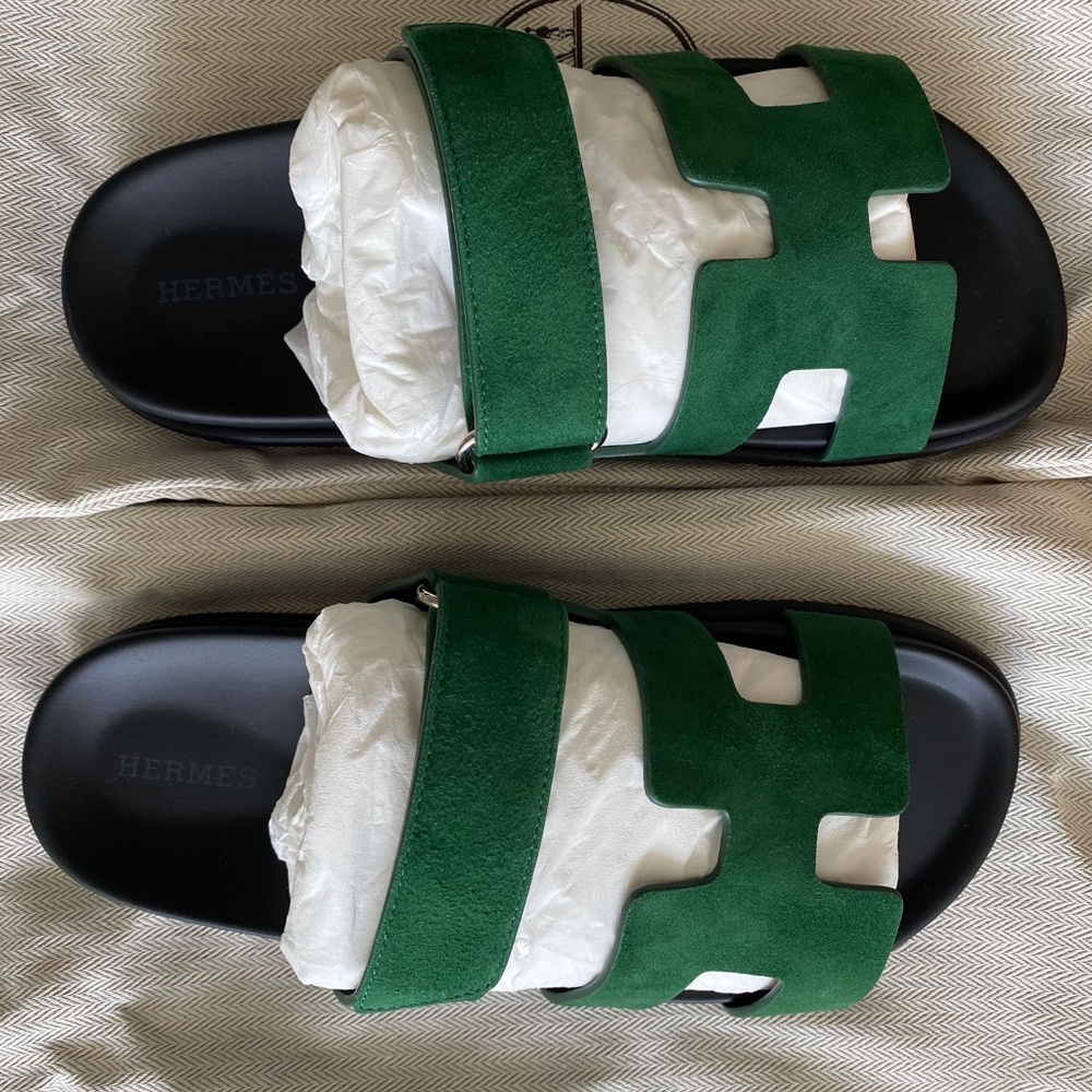 Hermes Chypre Sandal 37 in Vert